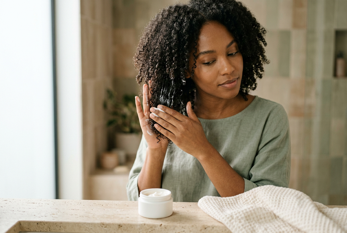 Produits et crème capillaire pour une routine de cheveux bouclés et crépus