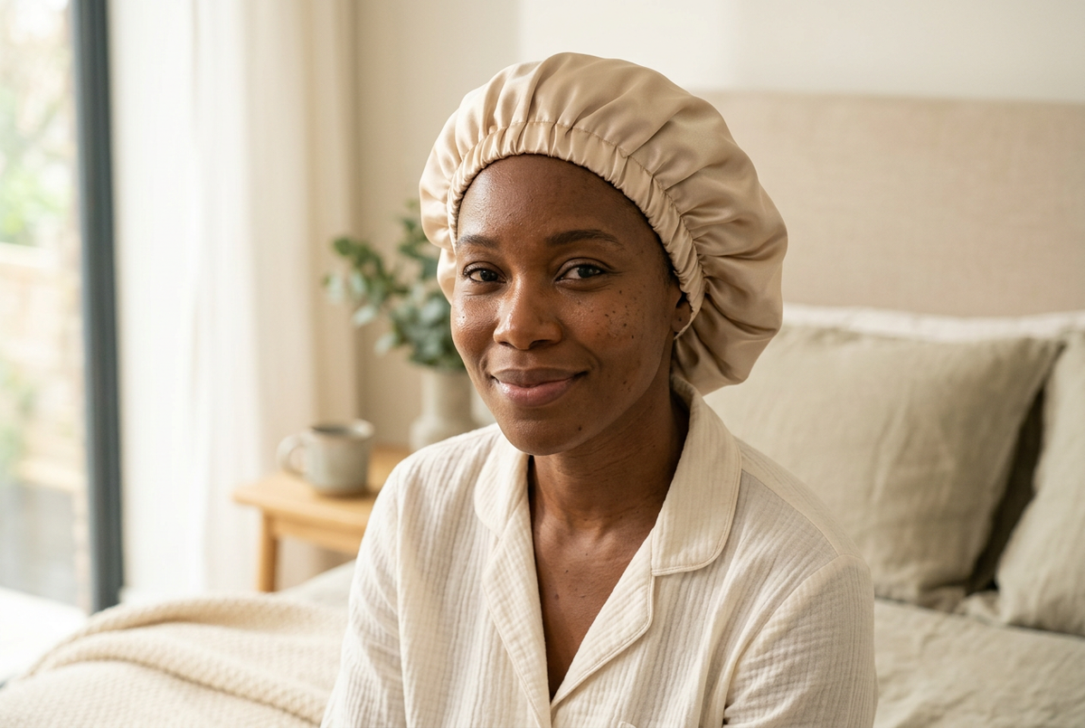 Cheveux bouclés protégés la nuit pour limiter les frottements