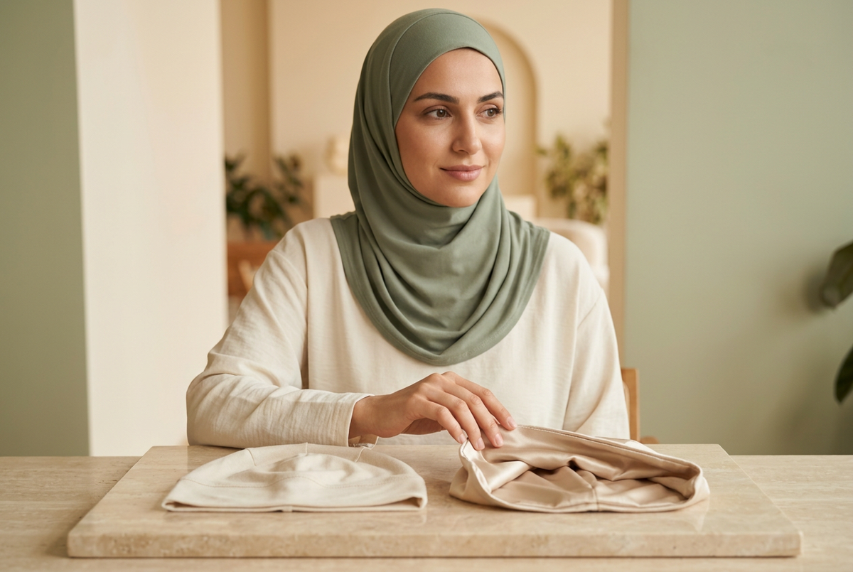 Bonnet en satin ou en coton sous le hijab : lequel choisir pour ses cheveux ?